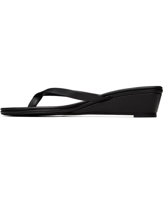 St. Agni Black Thong Wedge Heeled Sandals