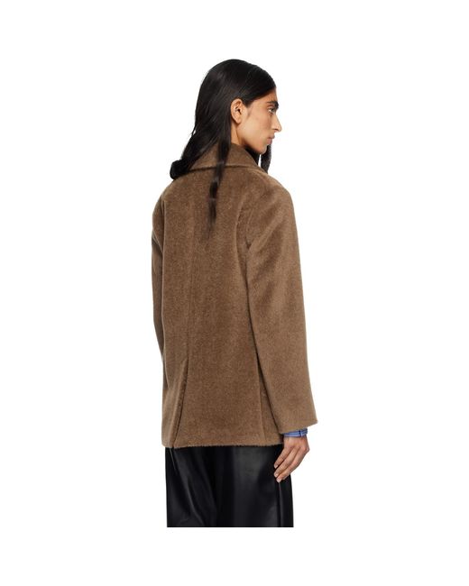 Max Mara Brown Tan Atillio Faux-Fur Coat
