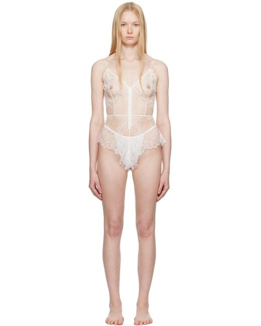 Skims Black Ultra Fine Lace Teddy Bodysuit