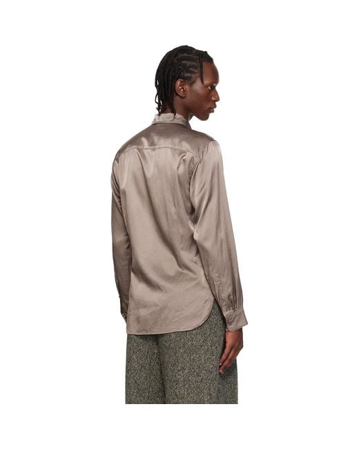 Dries Van Noten Multicolor Taupe Satin Shirt for men