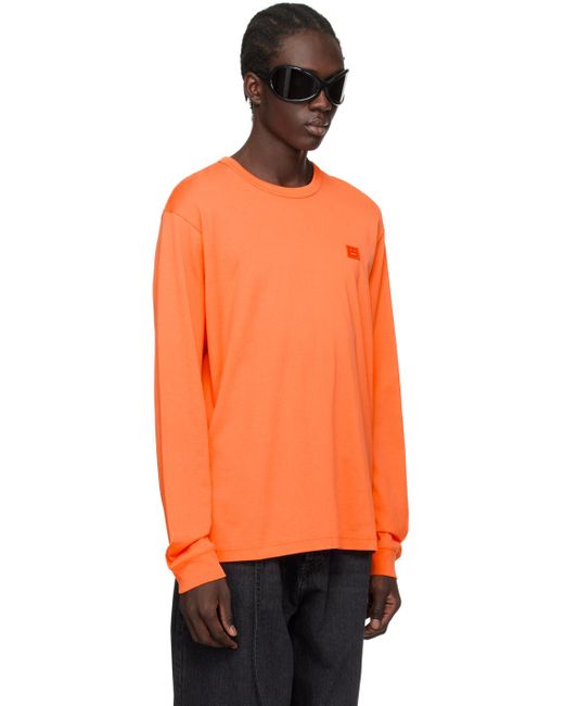 メンズ Acne レギュラーフィット 長袖tシャツ Orange