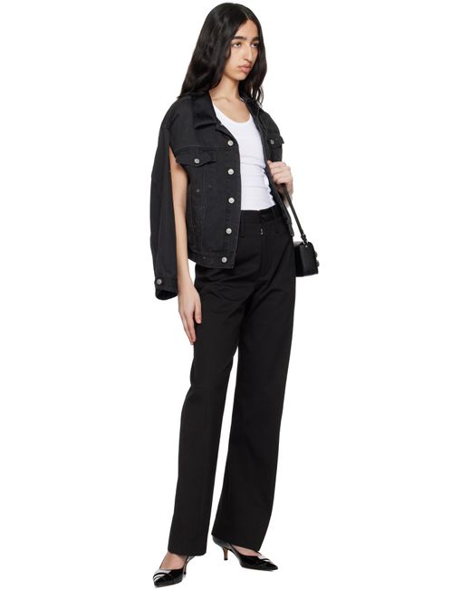 MM6 by Maison Martin Margiela ブラック ライトコットン ギャバジン トラウザーズ Black