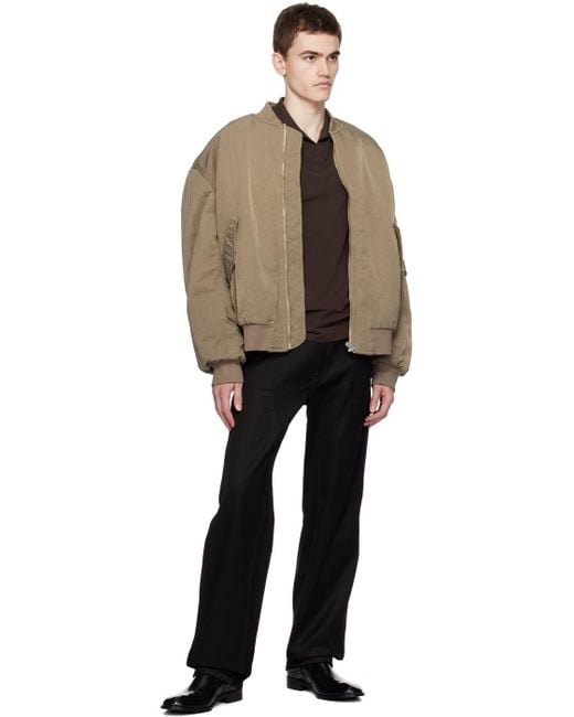 Filippa K Natural Taupe Crinkled Bomber Jacket for men