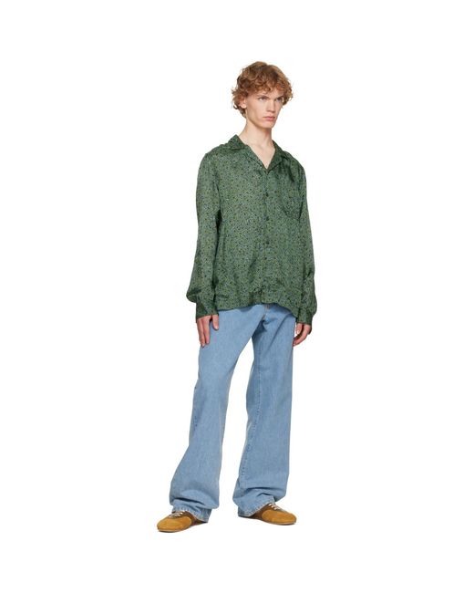 Dries Van Noten Green Viscose Twill Shirt for men