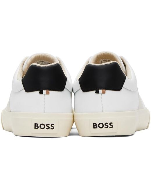 Boss Black White Cupsole Contrast Band Sneakers for men