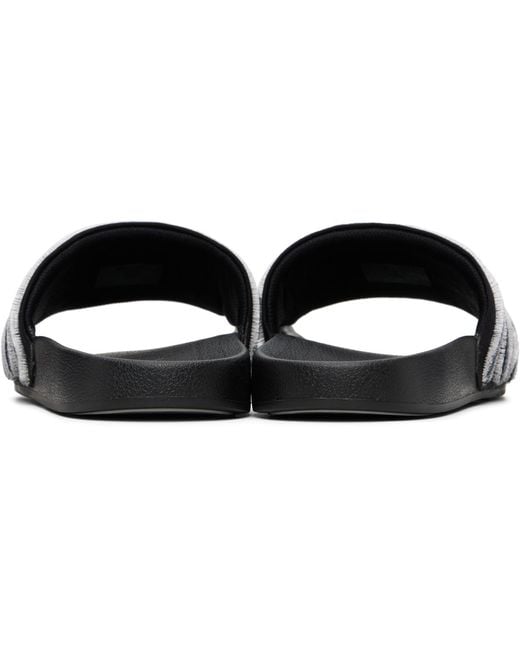 Casablanca Black Flocked Pool Slides for men