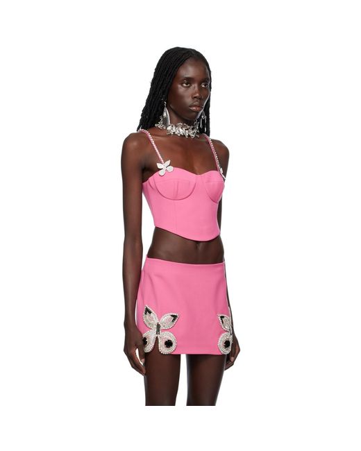 Area Red Pink Butterfly Crystal Bustier