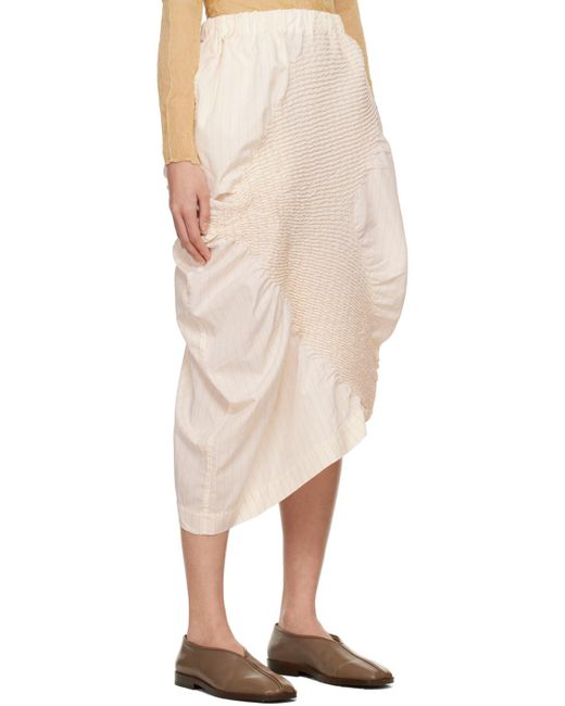 Issey Miyake Natural Off-white Contraction Midi Skirt