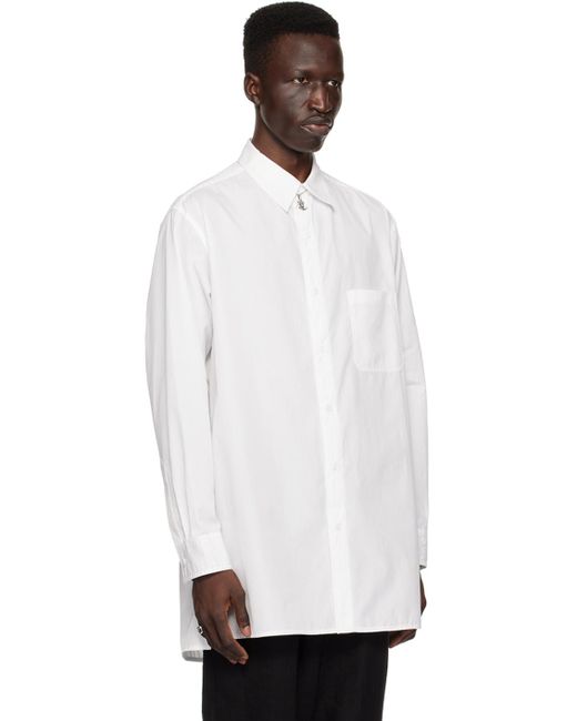 メンズ Yohji Yamamoto ホワイト ポケットシャツ White