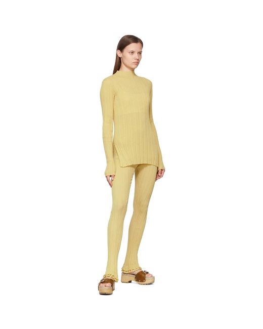 3.1 Phillip Lim Yellow Cotton Ribbed Casual Pants