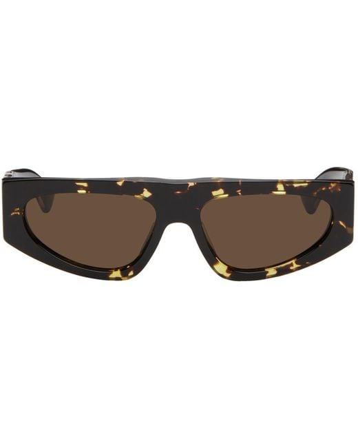 Bottega Veneta Black Brown Rectangular Sunglasses