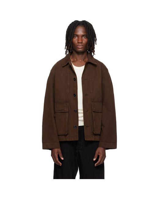 Lemaire Brown Boxy Denim Jacket for men