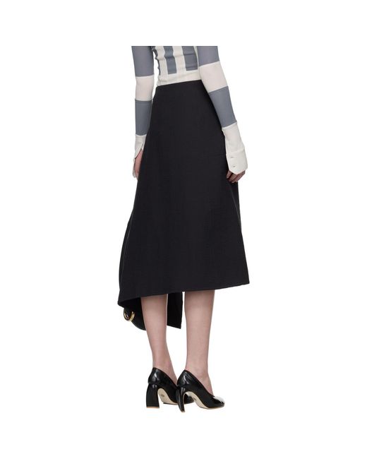 Tory Burch Black Cotton Wrap Midi Skirt