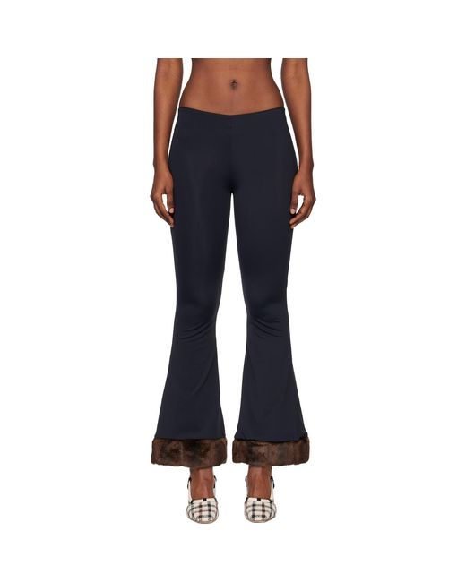 Conner Ives Black Faux Mink-Trimmed Lounge Pants