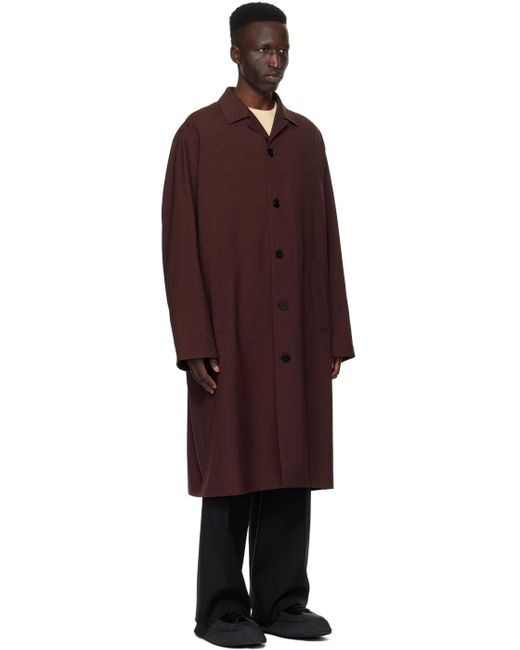 Manteau bourgogne à simple boutonnage Jil Sander pour homme en coloris Black