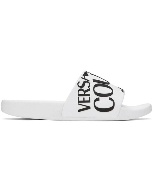 Versace Black White Embossed Slides for men