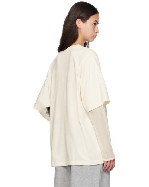 Acne Natural Off- Layered Print T-Shirt