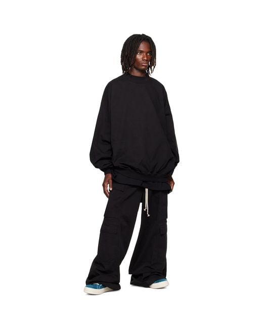 Rick Owens Black Tower Hun Crewneck Sweatshirt for men