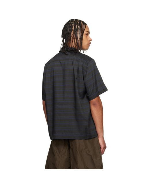 Sacai Black Horizontal Stripe Shirt for men