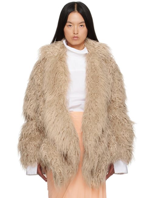 Dries Van Noten Natural Faux-fur Coat