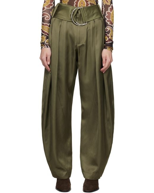 J.W. Anderson Green Khaki Pleated D-Ring Trousers
