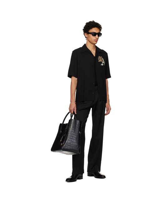 Amiri Black Varsity Patch Camp Shirt for men