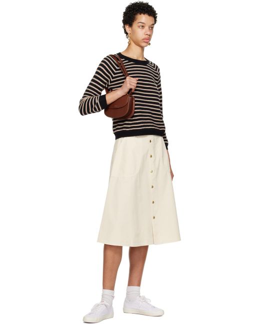 A.P.C. Natural . Beige Jamie Midi Skirt