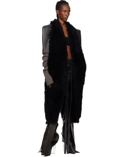 Rick Owens Black Concordians Sl Cyclops Reversible Shearling Coat
