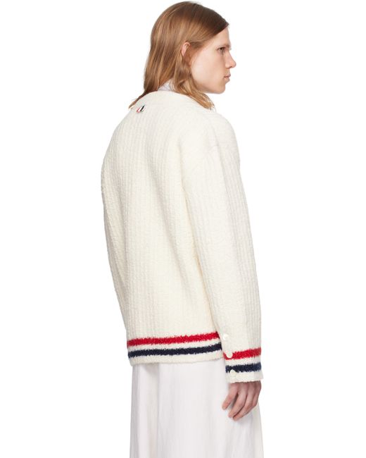 Thom Browne Multicolor Chunky Rib Stitch V Neck Cardigan for men