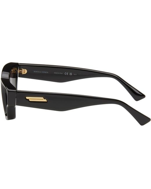 Bottega Veneta Black Sharp Square Sunglasses for men