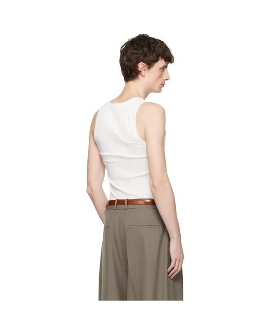 Seventh White Base Rib Tank Top for men