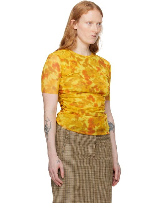 Acne Orange Yellow Ruched T-shirt