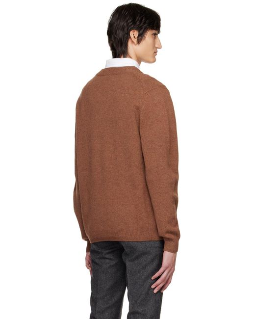 Sunspel Black Brown Rib Trim Sweater for men