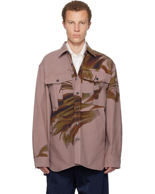 Dries Van Noten Brown Oversized Cotton Shirt for men