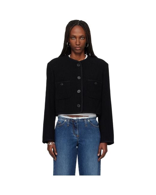 TONYWACK Black Tweed Cropped Wool Jacket