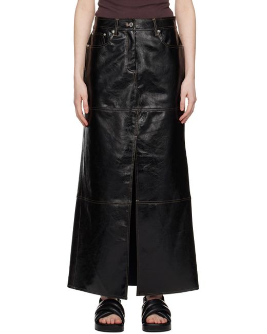 Stand Studio Black Francie Faux-leather Maxi Skirt