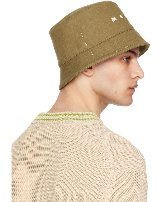 Marni Natural Khaki Denim Mending Bucket Hat for men