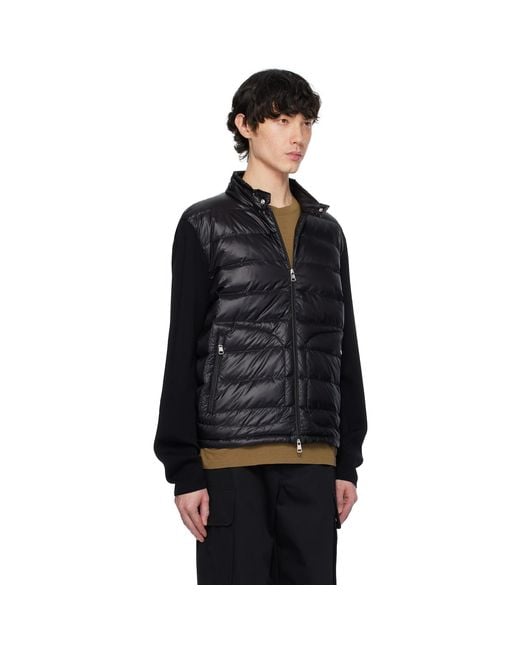 Moncler Black Padded Wool Zip-Up Down Jacket for men