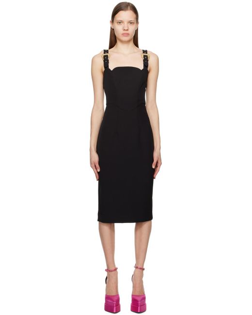 Versace Black Pin-buckle Midi Dress