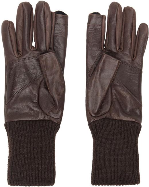 Rick Owens Brown Short Ribcuff Gloves for men
