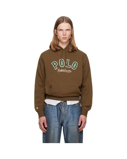 Polo Ralph Lauren Brown 'The Rl Fleece' Western-Logo Hoodie for men