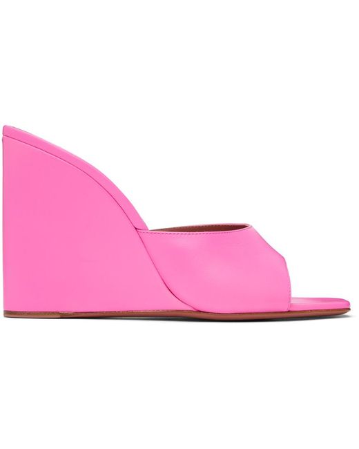 AMINA MUADDI Black Pink Lupita Wedge Heeled Sandals