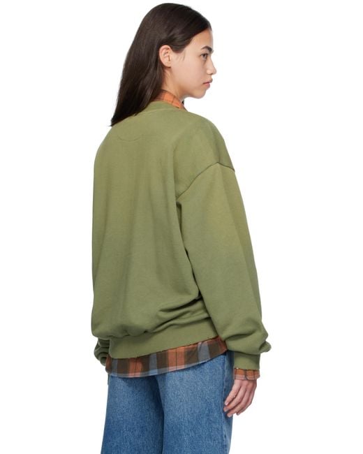 Acne Green Logo Zip Sweater