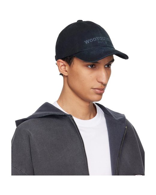 Wooyoungmi Blue Dyed Logo Ball Cap for men