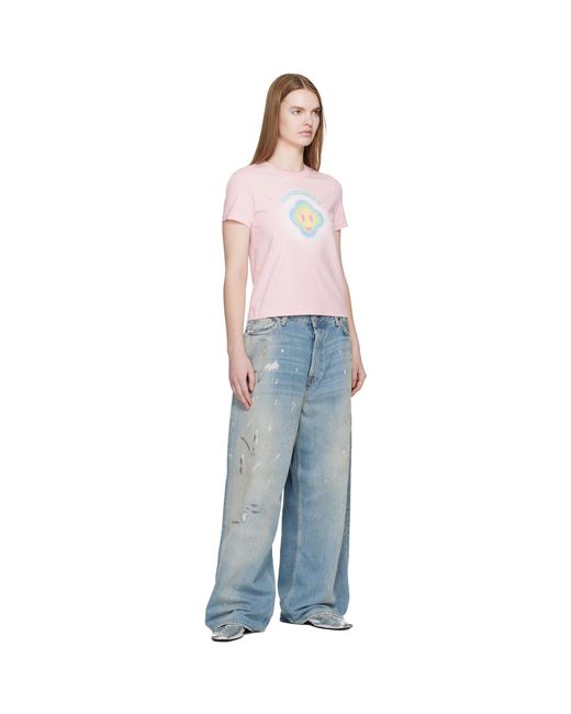 Casablanca Multicolor Airbrush Smiley Fitted Short Sleeve T‑Shirt