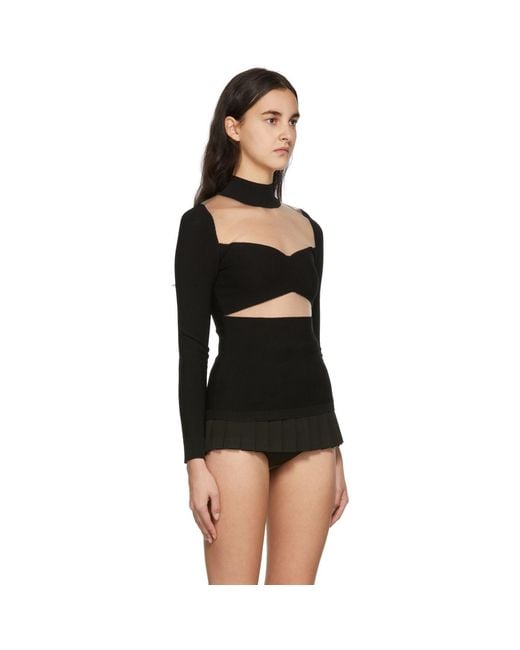 Pushbutton Black Sheer Paneled Turtleneck
