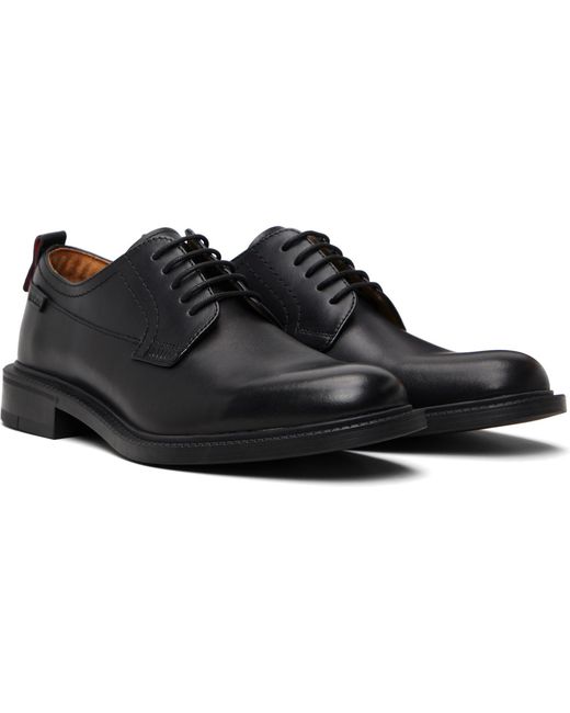 HUGO Black Logo Tab Leather Derbys for men