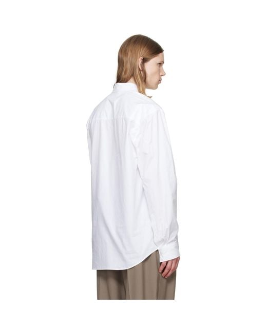 Dries Van Noten White Embroidered Cotton Shirt for men