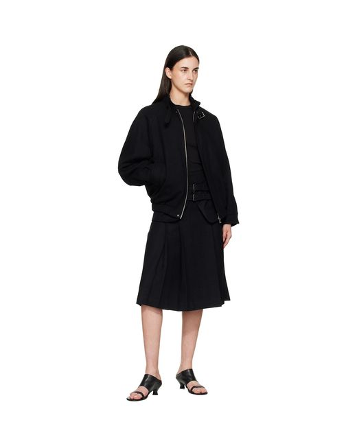 TONYWACK Black Wool Double-Layered Midi Skirt