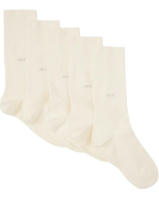 CDLP Natural Five-pack Mid-length Socks for men